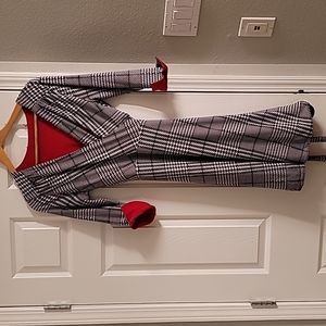 White House Black market Women's Plaid and Red Multi sided Midi dress size 6